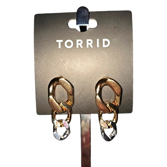 Torrid Multi Link Post Earrings Gold and Silver 1.25" drop from post - Picture 1 of 2